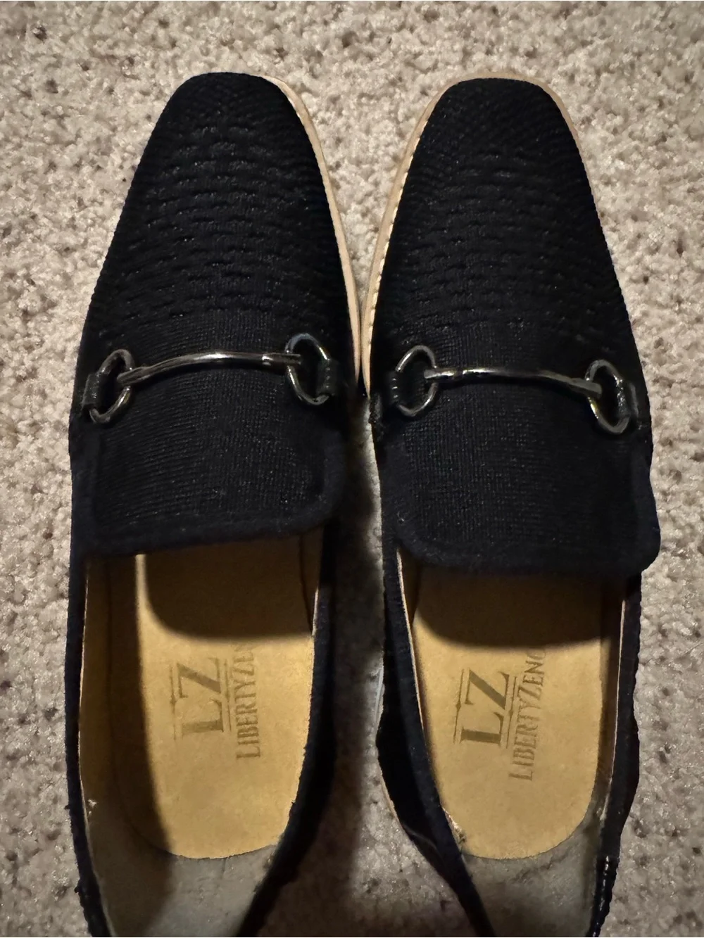 Kids Black Knit Slip-On Dress Loafers with Metal Bit
